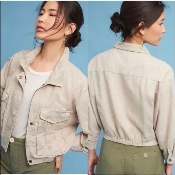 ANTHROPOLOGIE HEI HEI Roman Linen Blend Camo Jacket Size S - Picture 4 of 12